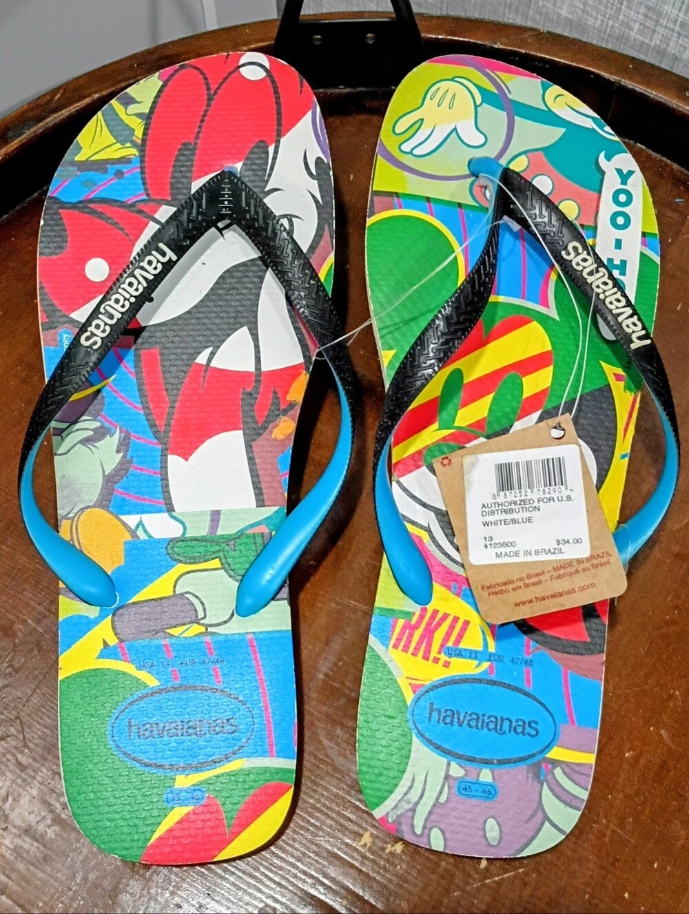 havaianas Men's SZ 13 Multicolor Graphic Flip Flops Sandals BRAND-NEW w/tags
